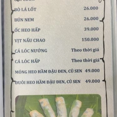 Thực đơn- Quán Ăn Bánh Xèo Ba Híu - Đường Số 12