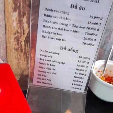 Thực đơn- Chị Hai - Bánh Xèo