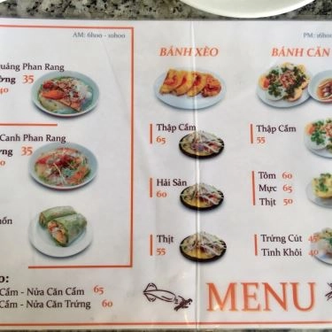Thực đơn- Quán Ăn Bánh Xèo Cô Nga
