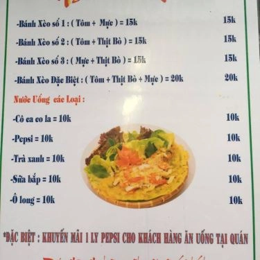 Thực đơn- Quán Ăn Ngự Thiện Quán - Bánh Xèo Hải Sản