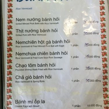 Thực đơn- Quán Ăn Bánh Xèo Minh Trang - Kha Vạn Cân