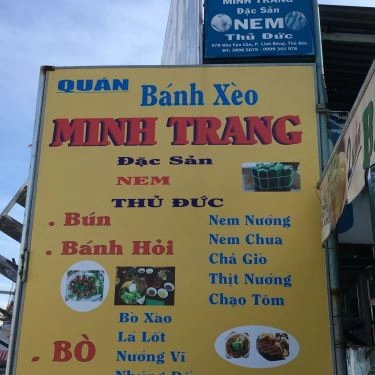 Thực đơn- Quán Ăn Bánh Xèo Minh Trang - Kha Vạn Cân