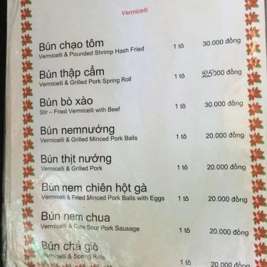 Thực đơn- Quán Ăn Bánh Xèo Minh Trang - Kha Vạn Cân