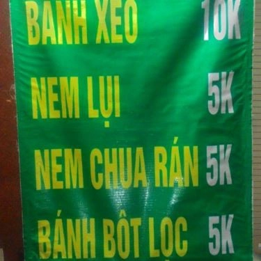 Thực đơn- Quán Ăn Hương Bình - Bánh Xèo Nem Lụi