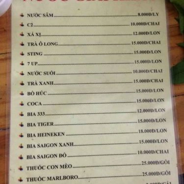 Thực đơn- Quán Ăn Quán Rau Rừng Trung Sơn - Bánh Xèo