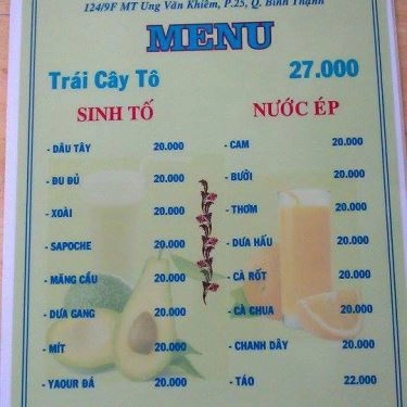 Thực đơn- Quán Ăn Bánh Xèo Tôm Nhảy Thanh Diệu - Âu Cơ