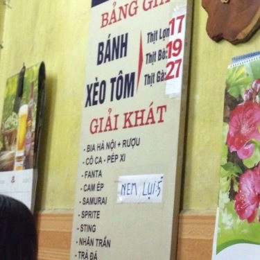 Thực đơn- Quán Ăn Bánh Xèo Tôn Đức Thắng