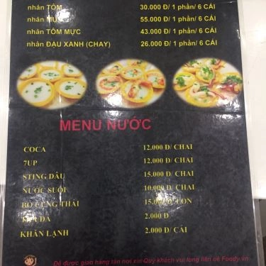 Thực đơn- Quán Ăn Bánh Xèo Xíu