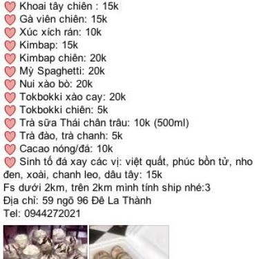 Thực đơn- Quán Ăn Bảo Bảo Quán - Đồ Ăn Hàn Quốc