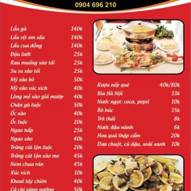 Thực đơn- Quán Ăn Bảo Duy - Lẩu & Đồ Ăn Vặt