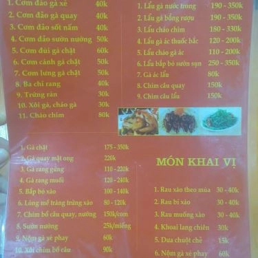 Thực đơn- Quán Ăn Bảo Ngọc - Phở Gà Ta Phố Cổ & Lẩu Các Loại