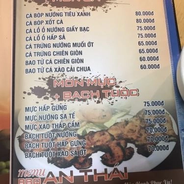 Thực đơn- Quán Ăn An Thái BBQ