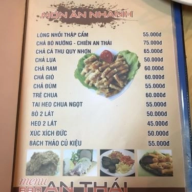 Thực đơn- Quán Ăn An Thái BBQ