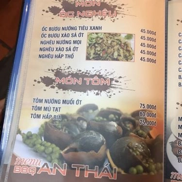 Thực đơn- Quán Ăn An Thái BBQ