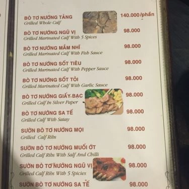 Thực đơn- Quán Ăn BBQ Ngói - Món Nướng