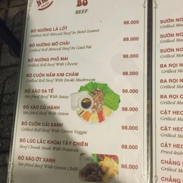Thực đơn- Quán Ăn BBQ Ngói - Món Nướng