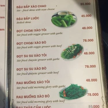 Thực đơn- Quán Ăn BBQ Ngói - Món Nướng