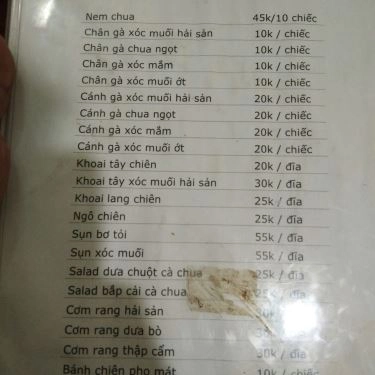 Thực đơn- Quán Ăn Bé Bự Quán - Đặng Văn Ngữ