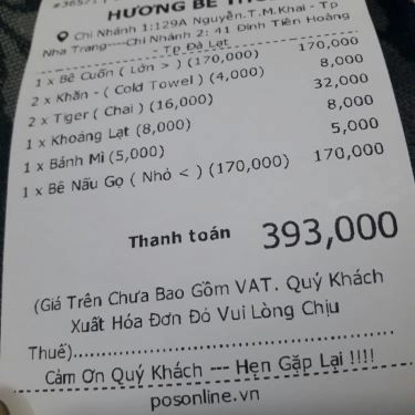 Thực đơn- Quán Ăn Bê Thui Hương