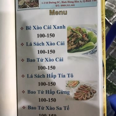 Thực đơn- Quán Ăn Bê Thui Huynh Đệ