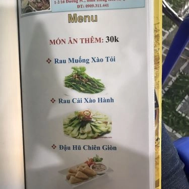 Thực đơn- Quán Ăn Bê Thui Huynh Đệ
