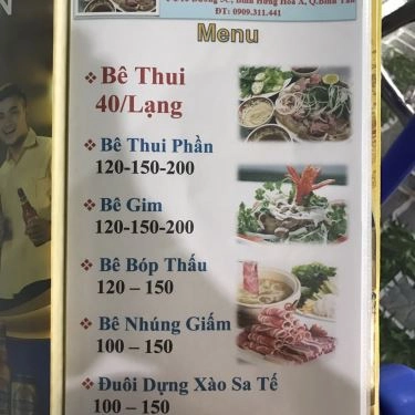 Thực đơn- Quán Ăn Bê Thui Huynh Đệ
