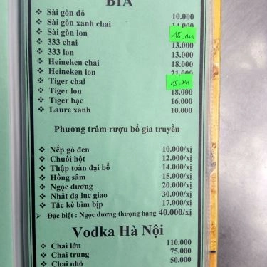Thực đơn- Quán Ăn Quán Sơn Ca - Bê Thui & Lẩu Bò