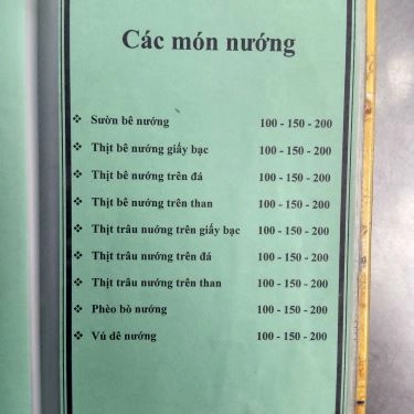 Thực đơn- Quán Ăn Quán Sơn Ca - Bê Thui & Lẩu Bò