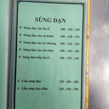 Thực đơn- Quán Ăn Quán Sơn Ca - Bê Thui & Lẩu Bò