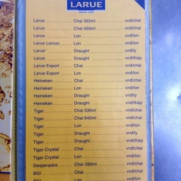 Thực đơn- Quán Ăn Quán Sơn Ca - Bê Thui & Lẩu Bò