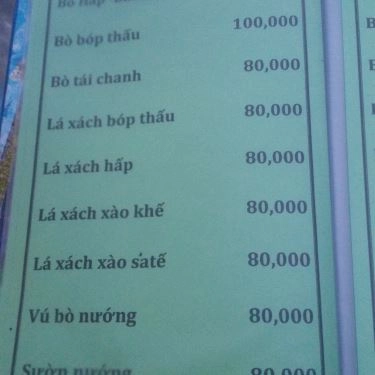 Thực đơn- Quán Ăn Bê Vàng Củ Chi