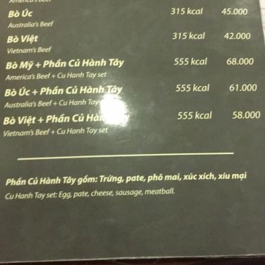 Thực đơn- Quán Ăn Củ Hành Tây - Bò Beefsteak