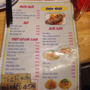 Thực đơn- Quán Ăn Beer Tô Nướng Ngói