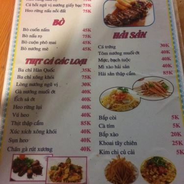 Thực đơn- Quán Ăn Beer Tô Nướng Ngói
