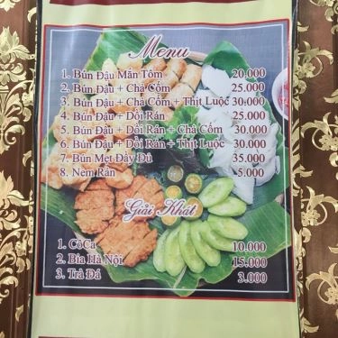Thực đơn- Quán Ăn Bếp Nhà Nấm - Bún Đậu Mẹt