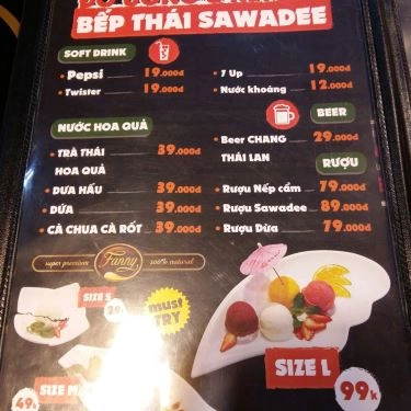 Thực đơn- Quán Ăn Bếp Thái Sawadee