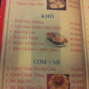 Thực đơn- Quán Ăn Bia Tuyết 88 - Bắc Hải