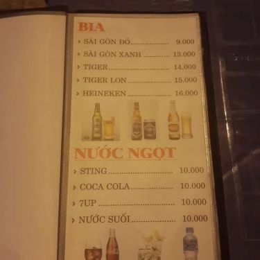 Thực đơn- Quán Ăn Biển Đêm Quán