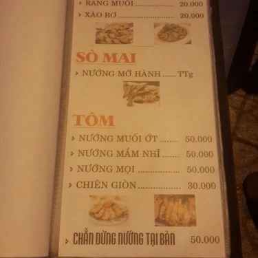 Thực đơn- Quán Ăn Biển Đêm Quán