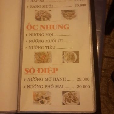 Thực đơn- Quán Ăn Biển Đêm Quán