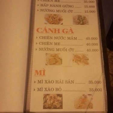 Thực đơn- Quán Ăn Biển Đêm Quán