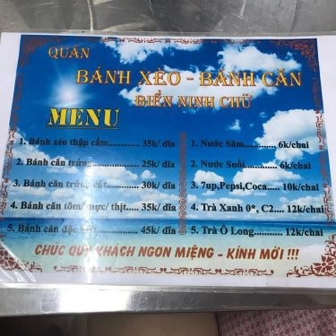 Thực đơn- Quán Ăn Biển Ninh Chữ - Bánh Căn & Bánh Xèo