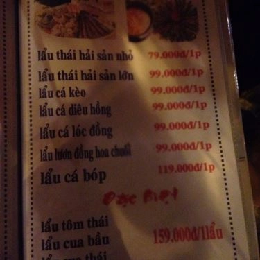 Thực đơn- Quán Ăn Biển Xanh Quán
