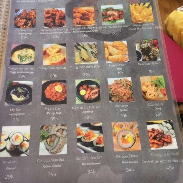 Thực đơn- Quán Ăn Bingo House - Ẩm Thực Hàn Quốc