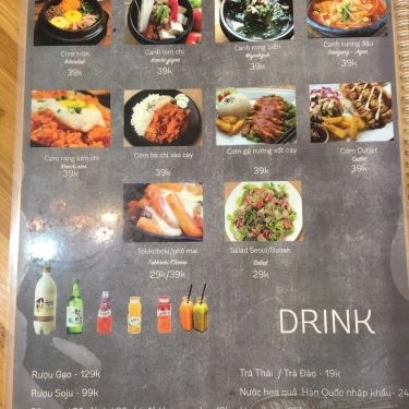 Thực đơn- Quán Ăn Bingo House - Ẩm Thực Hàn Quốc