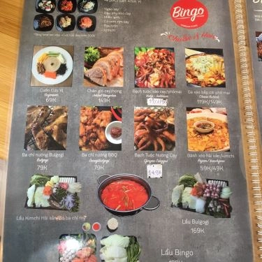 Thực đơn- Quán Ăn Bingo House - Ẩm Thực Hàn Quốc