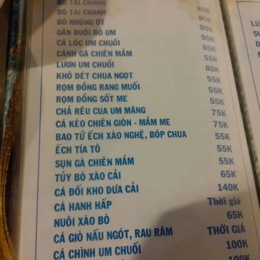 Thực đơn- Quán Ăn Bình Bông Quán - Bò Nhúng Ớt