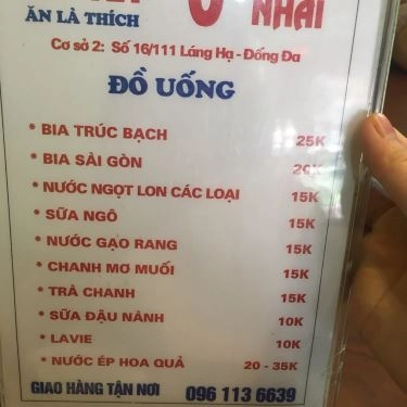 Thực đơn- Quán Ăn Bít Tết 3 Hòe Nhai - Láng Hạ