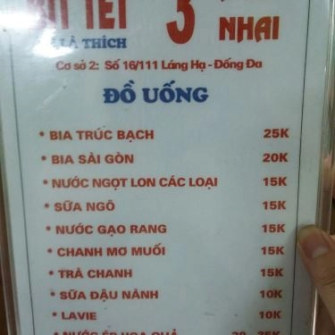 Thực đơn- Quán Ăn Bít Tết 3 Hòe Nhai - Láng Hạ