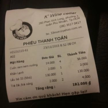 Thực đơn- Quán Ăn Bò 33 Món